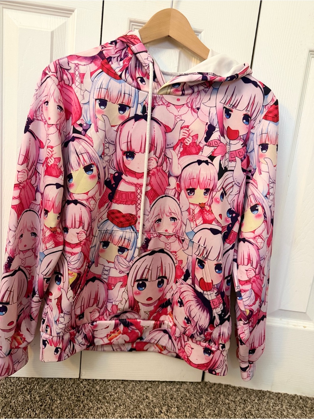 Anime Print Pink Kids Hoodie Jacket